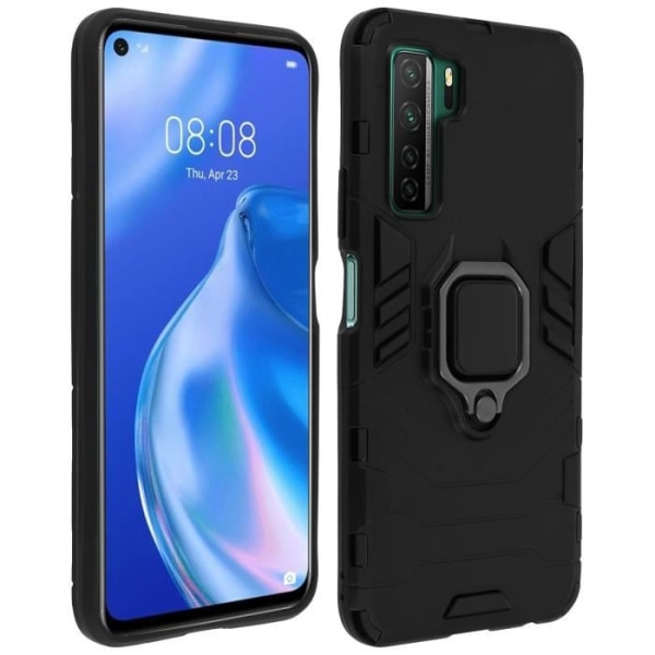 Coque - AVIZAR - P40 Lite 5G - Bi-material - Metal Ring - Video Stand - Sort Svart