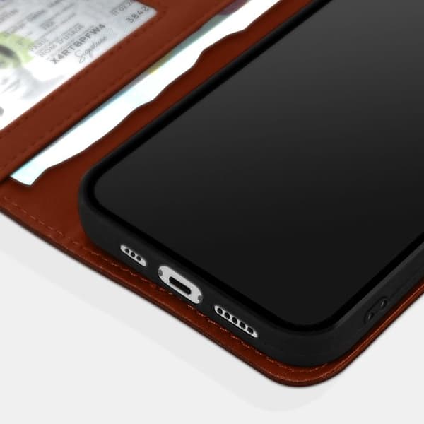 Premium Læder Beskyttelsesetui til iPhone 13 Pro med Standfunktion Brun Brun