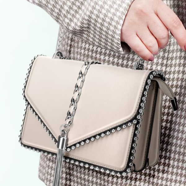 Trendy håndtaske med metalkædehåndtag Gallantry Beige Beige