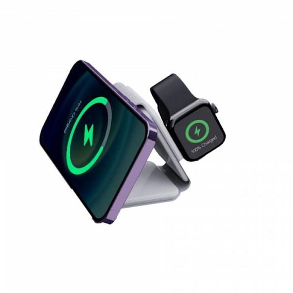 Opladningsstation - JAYM - Foldsabel 3 i 1 - Kompatibel med MagSafe - Induktionsopladning - 120 g Vit