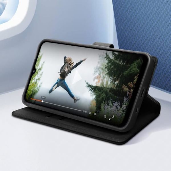 Etui til Samsung S9 Plus tegnebog og videoholder Sort Svart