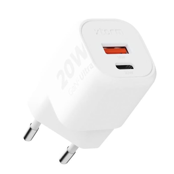 GaN² Sector Laturi 20W USB C + USB Compact Format Xtorm White Vit