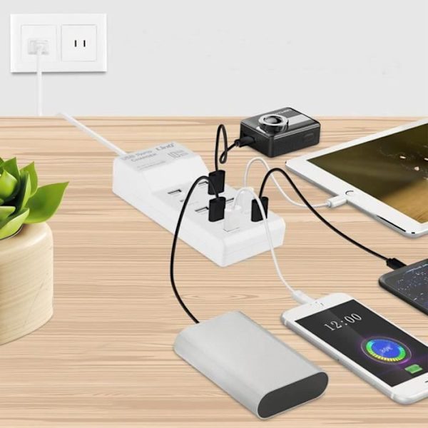 10-portars USB-sektorladdare 50W Snabbladdning Kompakt Design LinQ Vit Vit