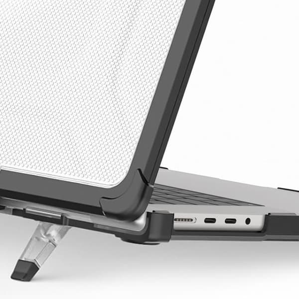 Skal för MacBook Pro 16" - AVIZAR - Stötsäker Hård - Fällbart Stöd - Svart - Bimaterial Svart
