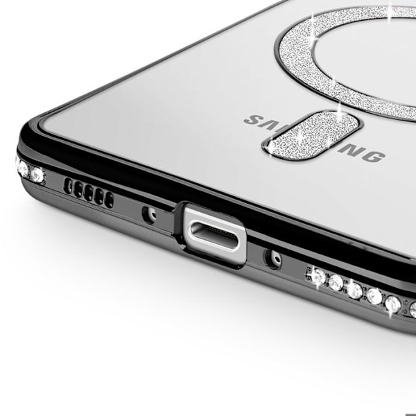 Coque Diamant til Samsung Galaxy A56 MagSafe Kontur Strass Sort Svart