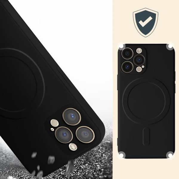 Beskyttelsesskal - AVIZAR - iPhone 13 Pro Max - Silikone Soft-touch - Kompatibel med MagSafe - Sort Svart