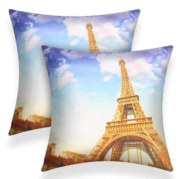 2 kpl Tyynynpäällisiä 40x40 cm Vanhan Eiffel-tornin kuvioilla Flerfärgad