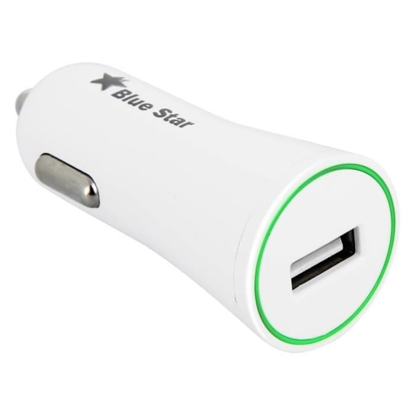Autolaturi - Valkoinen - Pikalataus - USB 2A - LED-merkkivalo - 40g Vit