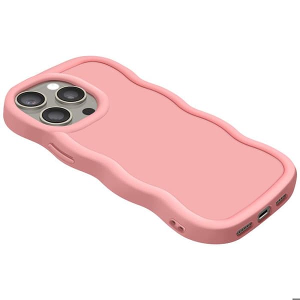 Coque för iPhone 15 Pro Silikon Stötabsorberande serie Candy Rose Rosa