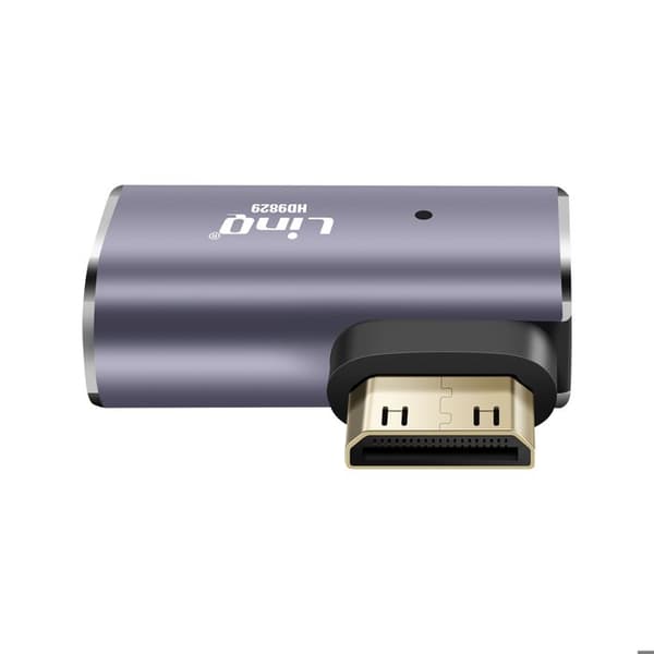 Adapter HDMI hun til Mini HDMI han 8K UHD venstre vinklet LinQ Grå