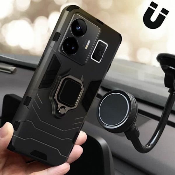 Kotelo Realme GT3:lle - AVIZAR - Musta - Jäykkä - Synteettinen - Mixed Svart
