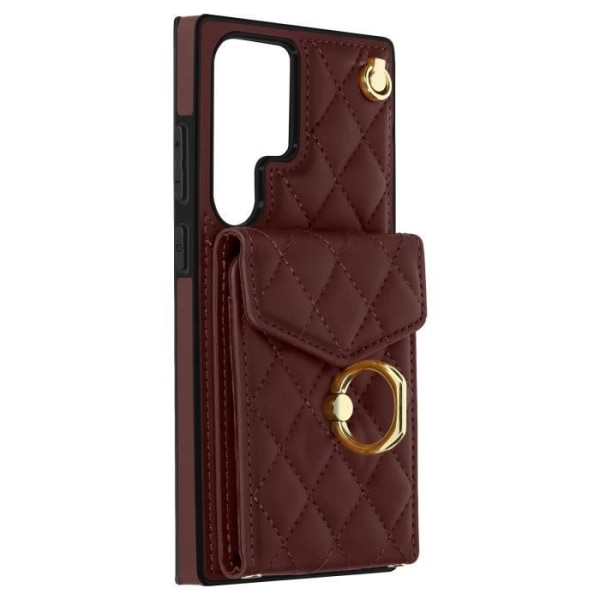 Etui med snor til Samsung S23 Ultra Back Wallet Ring Burgundy