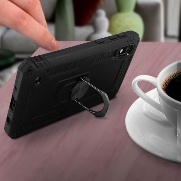 Coque - ADBEN - Galaxy A10 - Bi-materialer - Holdring - Video support sort Svart