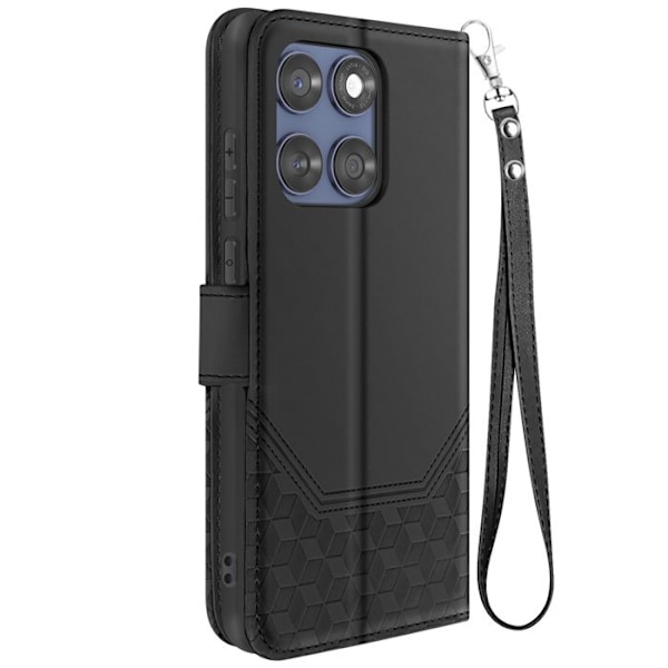 Kotelo Motorola Edge 60 Fusionille ja Edge 60 Lompakko 3D Kuviolla Musta Svart