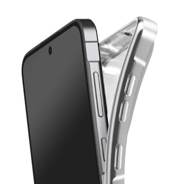 Coque Magsafe - AVIZAR - Galaxy A56 - Chromeret Sølvkant - Elegant Beskyttelse - Fleksibel Grå