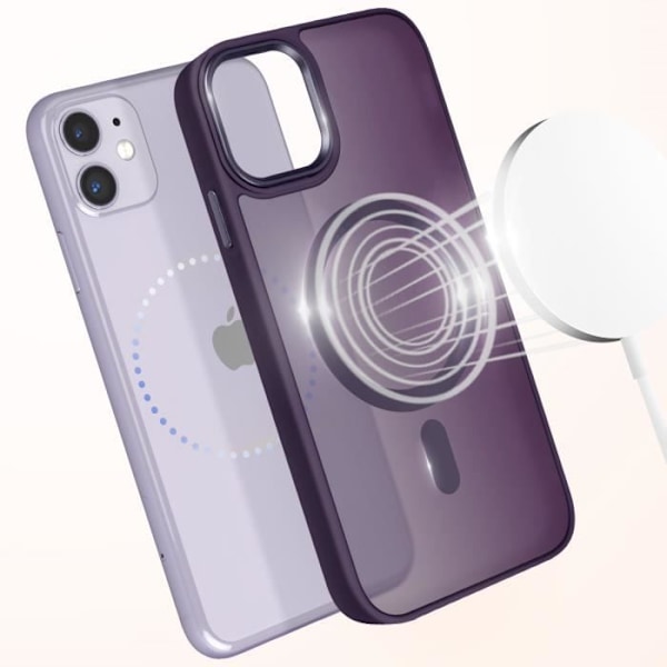 MagSafe-kuoret iPhone 11: Matte Frosted Back, Violetti Reuna Lila