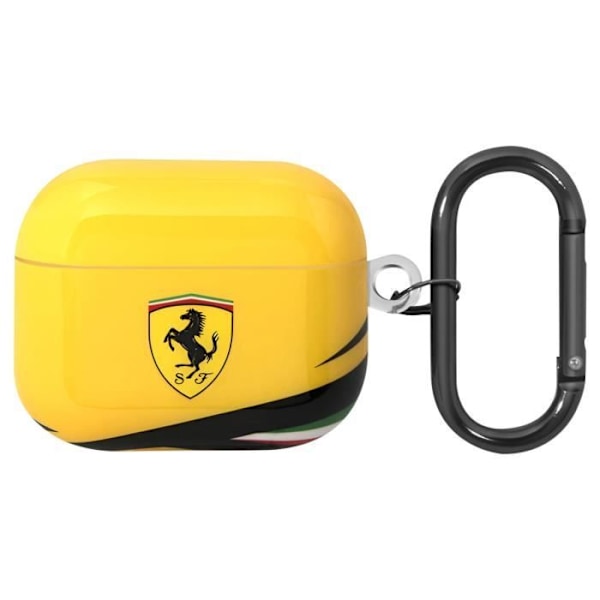 Etui til Airpods 3 Holdbar silikone karabinhage Ferrari Gul