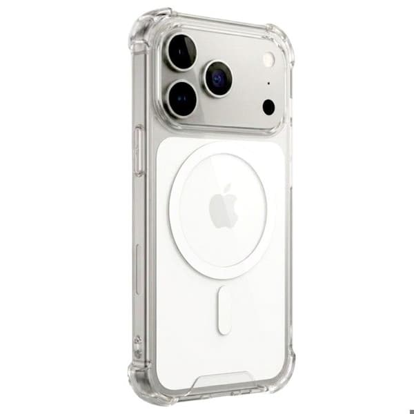 MagSafe-cover til iPhone 17 Pro Stødabsorberende Bumper med Forstærkede Hjørner Gennemsigtig Vit