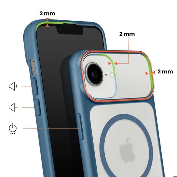 Cover til iPhone 16e Bi-Materiale Design Kompatibel med MagSafe Mørkeblå Blå