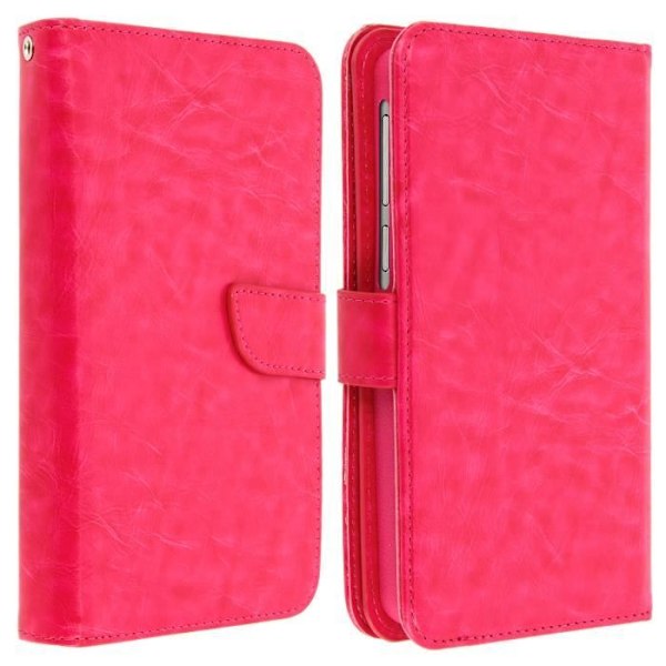 Smartphone Plånboksfodral - AVIZAR - Universell - Ekoskinn - 6 Kortfickor - Fuschia fuchsia