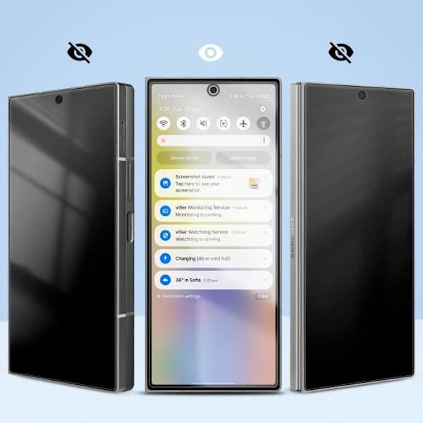 Tempereret glas - AVIZAR - Samsung Galaxy Z Fold 6 - Antispion - Ridseresistent - Sort Svart