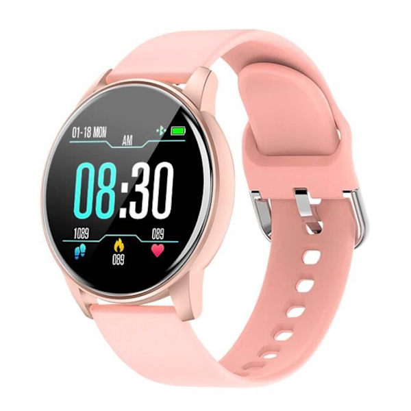 Ansluten klocka Touch Screen Round HD North Edge Rosa silikonband Rosa