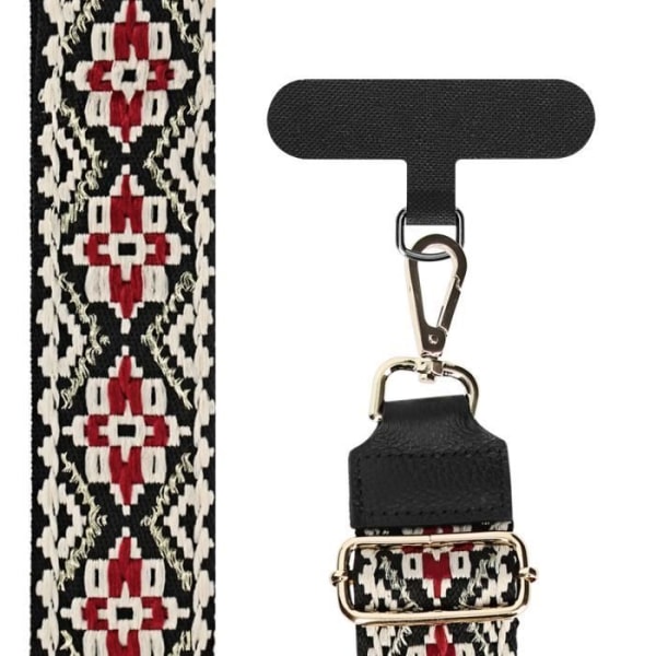 Puhelin Olkahihna - Vychyvanka - Musta - Folk Design - Säädettävä Hihna - Metalli sort