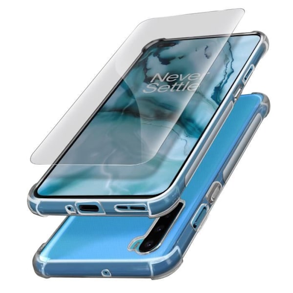 Skyddspaket - AVIZAR - OnePlus Nord - Sidlösa Skal - Härdat Glas 9H - 360° Skydd Vit