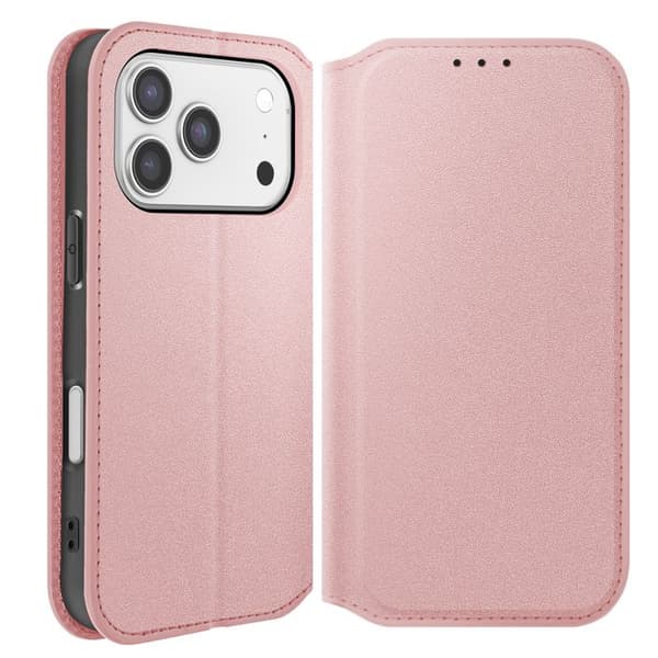 Folio-fodral - AVIZAR - iPhone 17 Pro - Kortfack - Stödfunktion - Rosa Ros