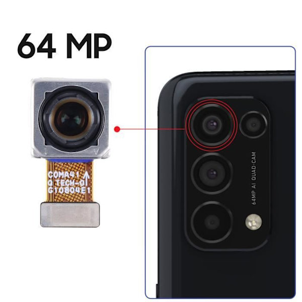 Takakamera - AVIZAR - Oppo Find X3 Lite - 64MP - Musta - 100% yhteensopiva Svart