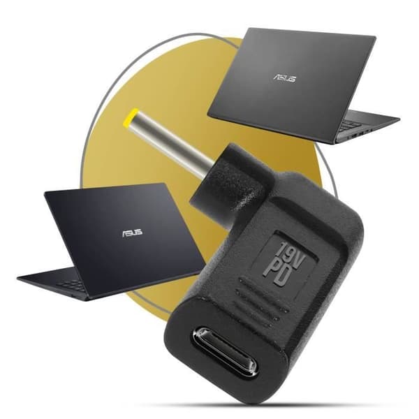 USB-C til ASUS bærbar opladningsadapter 2,5 x 0,7 mm, sort