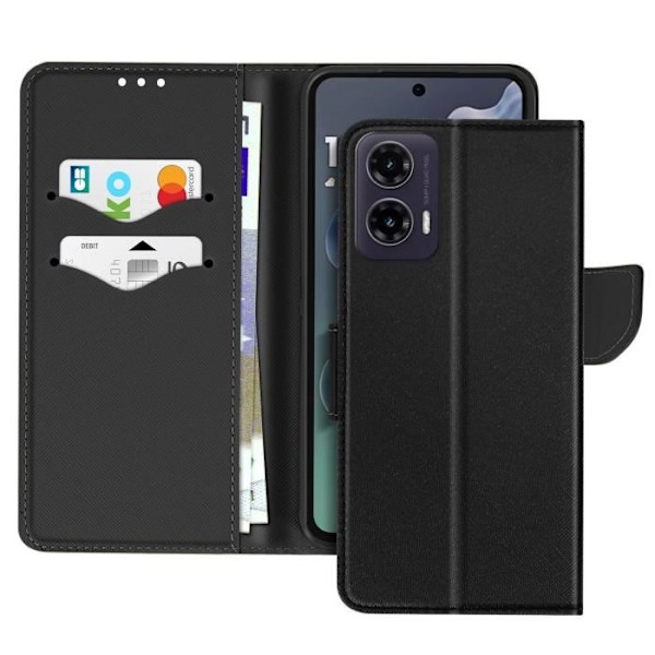 Motorola Moto G35 - Saffiano Nahkainen Lompakko - Tyylikäs Musta Svart