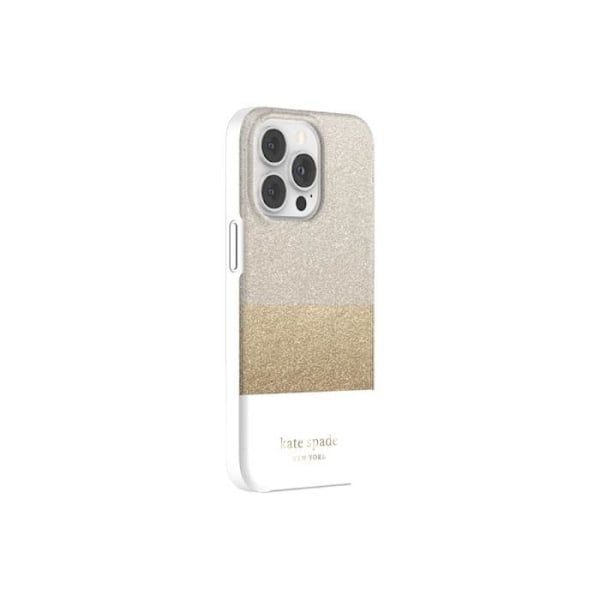 Etui til Apple iPhone 13 Pro Glitter Block Glitter Range Magsafe-kompatibel Kate Spade Gold Vit