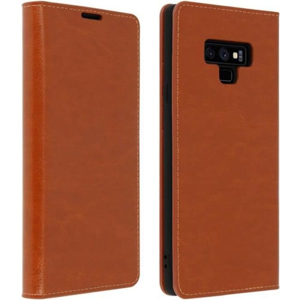 Etui til Samsung Galaxy Note 9 - camel - Ægte læder - Pung etui - Videostøtte - Klap kamel