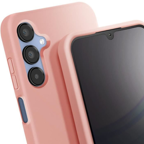 Halvstyvt sladdfodral till Samsung Galaxy A15 - AVIZAR - Pulverrosa - Stel - Syntet - Smidig Rosa