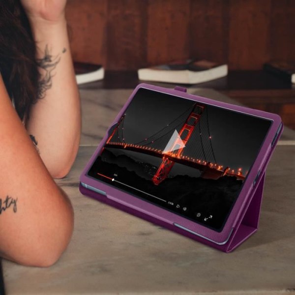 Housse - AVIZAR - Galaxy Tab S6 Lite - Ekoskinn - Videostöd - Lila Lila