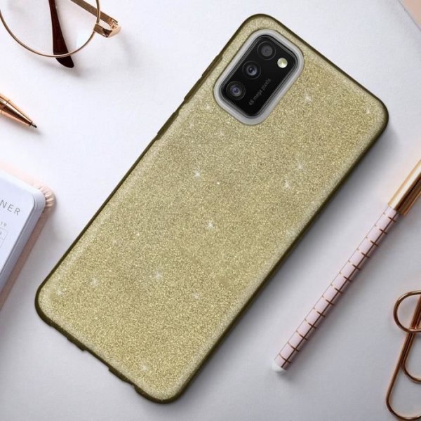 Samsung A41 Glitter Irrotettava Silikoni Puolijäykkä Kotelo Kullankeltainen Gult guld