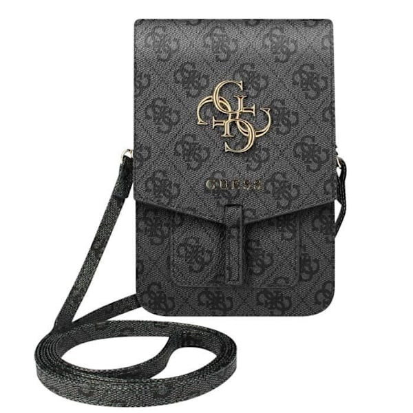 Pochette för smartphone med tryck och axelrem, kortfodral med 4G Guess-logotyp i grått Svart