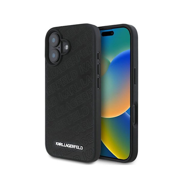 Coque matelassée PU til iPhone 16 med luksuriøst design fra Karl Lagerfeld i sort Svart