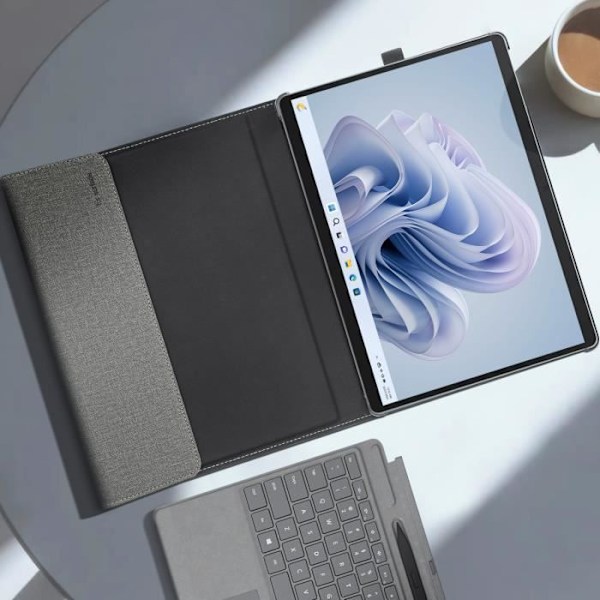 Kansi - Microsoft - Surface Pro 9 - Tukiläppä - Iskunkestävä - Eco-nahka - Harmaa Grå