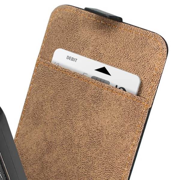 AVIZAR Vertical Flip Case til Samsung Galaxy S24 - Sort - Halvstiv skal - Kortopbevaring Svart