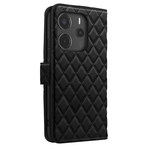 Fodral för Redmi Note 14 4G Plånboksdesign Diamantmönster Svart Svart