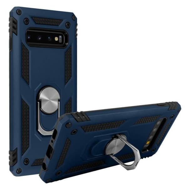 Coque - Galaxy S10 - Bi Rigide og Blød - Blå Nat - Stødabsorberende - Video Stativ Blå