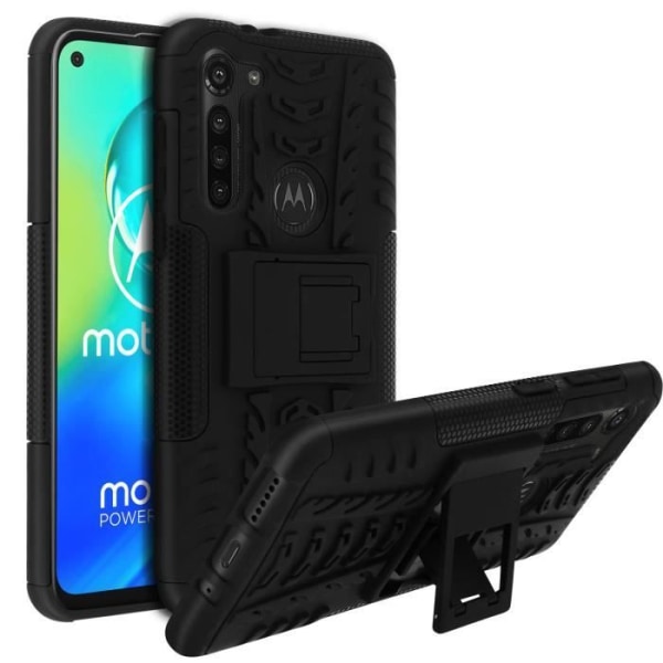 Motorola Moto G8 Power Bi-material Skyddsfodral med Kickstand Svart