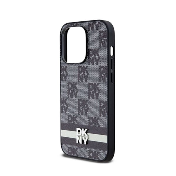 DKNY Mono Mönster Check Läder och tryckta ränder - iPhone 14 Pro Fodral (svart)