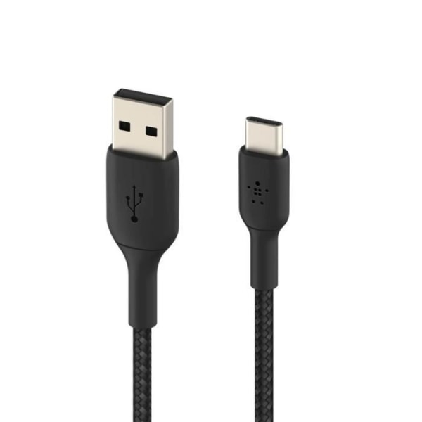 USB till USB-C-kabel 18W Flätad nylon 15cm Charge and Synchro Belkin svart