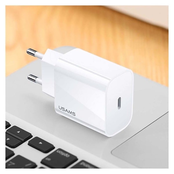 USB-C Pikalaturi Powery Delivery 3.0 20W Ultranopea Kompakti Usams Valkoinen Vit