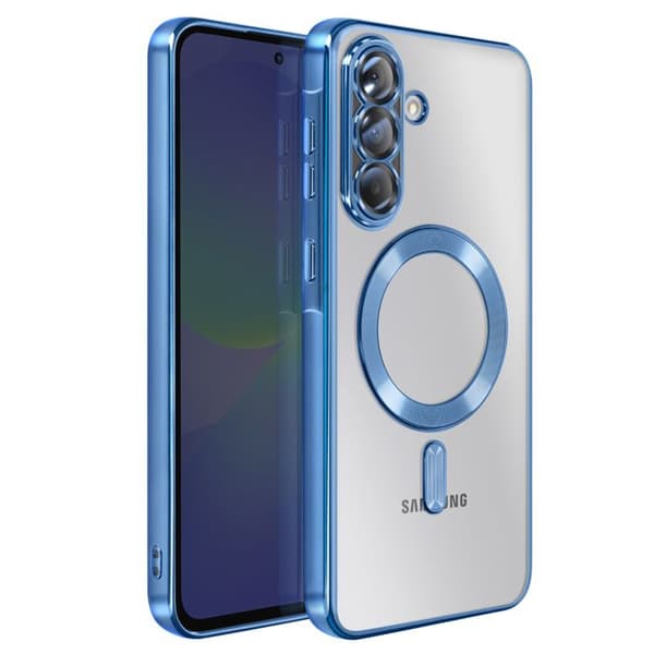 Cover med kromkant til Galaxy A37, kompatibel med MagSafe, blå Blå