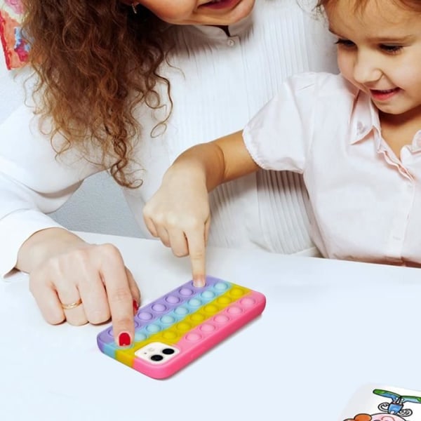 iPhone 12 ja 12 Pro Anti-Stress Bubble pop Fidget Toy Case - Monivärinen musta AVIZAR
