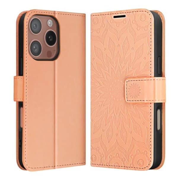 Madala iPhone 16 Pro plånboksfodral med handledsrem pulverrosa Rosa